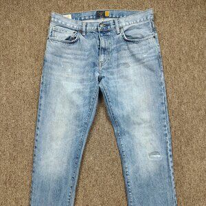 J CREW 484 Jeans Men's 32x30 Blue Slim Fit Distressed Kaihara Denim Japanese